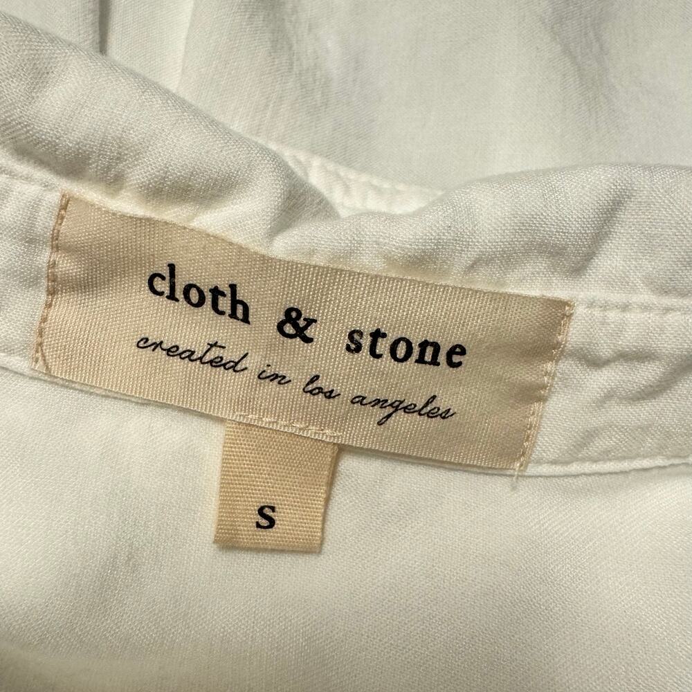 Cloth & Stone White Button Down Shirt Small Lightweight Roll Tab Long Sleeve - Picture 2 of 8